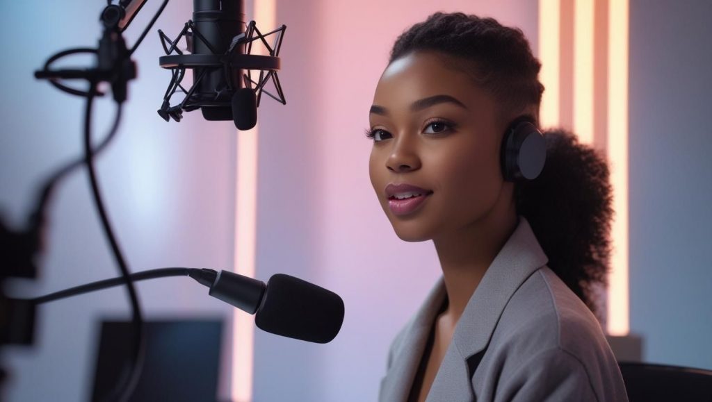 Une femme qui est en train de parler face camera